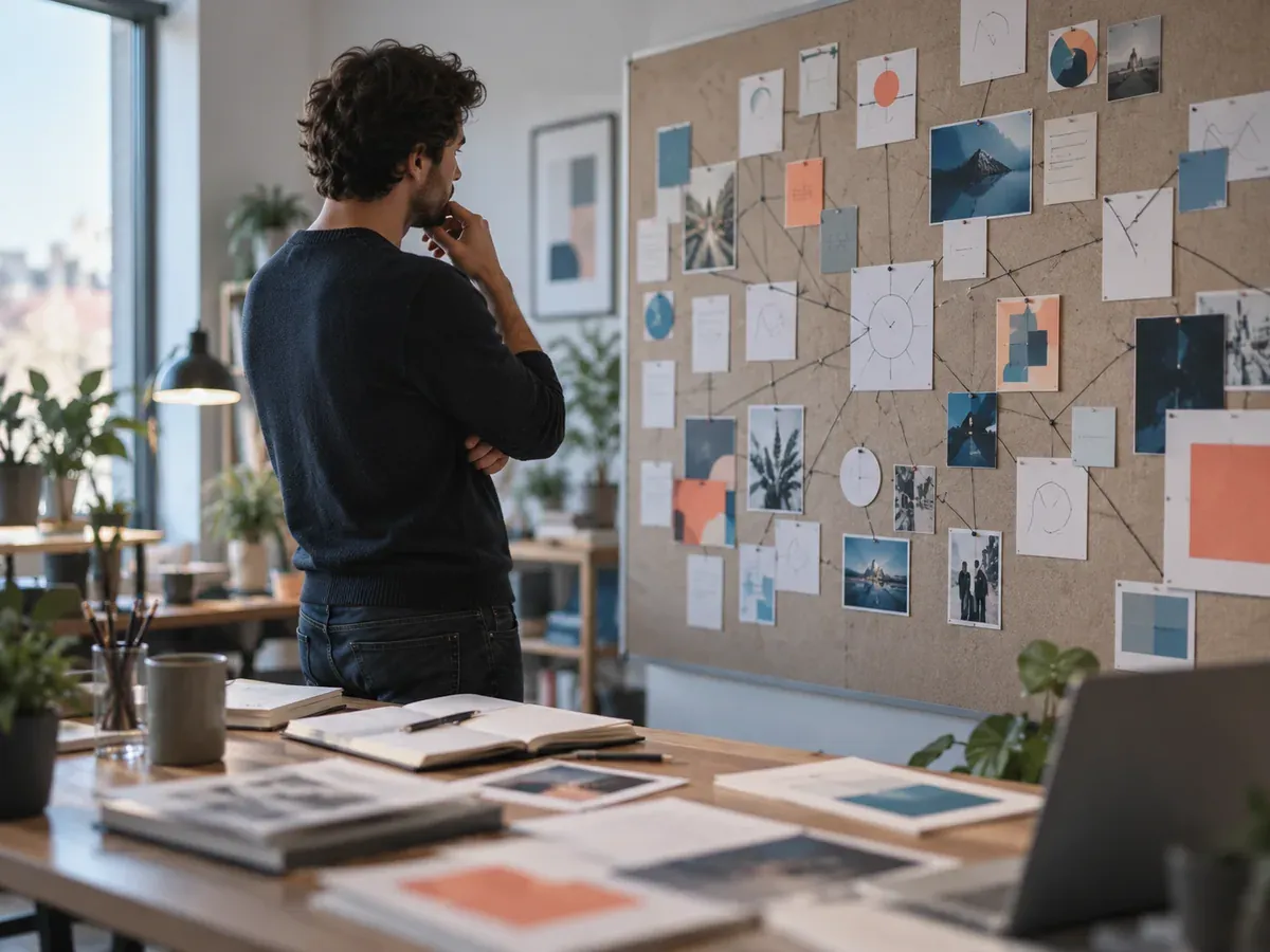 Consultor revisando un mapa de entidades y menciones de marca para el posicionamiento en IA
