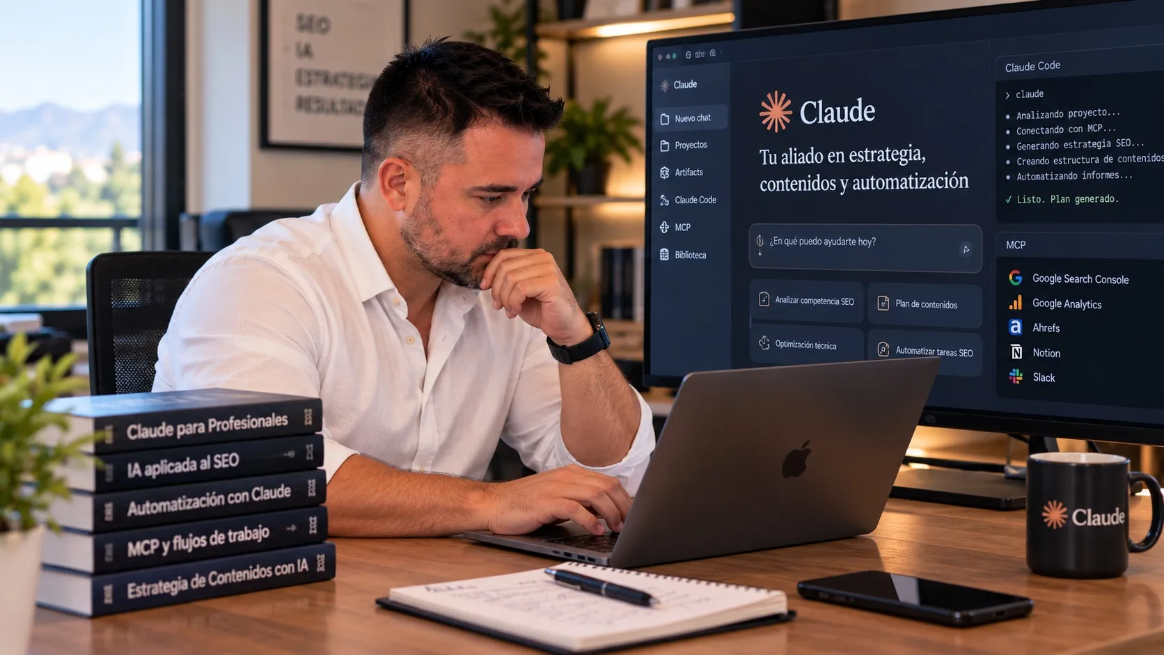 Andrés Marín, consultor de IA, trabajando con Claude como aliado para estrategia, contenidos y automatización